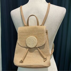 Beige/ Tan Mini Woven Backpack
